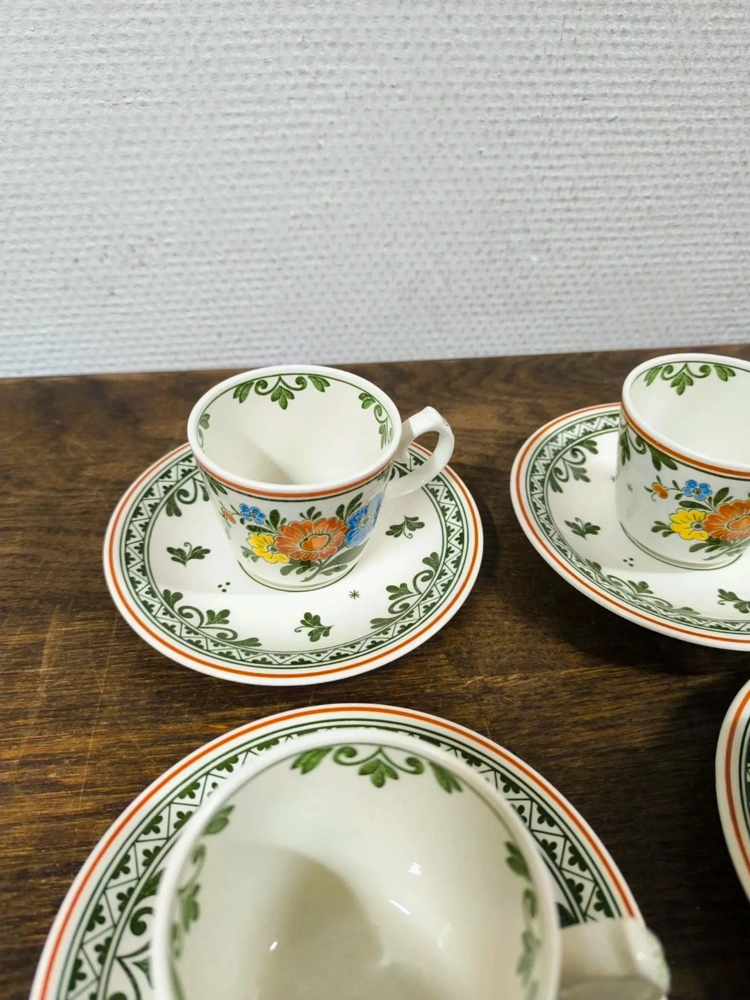 Set of 5 Coffee Cups and Saucers Villeroy & Boch "Alt Amsterdam" Vintage