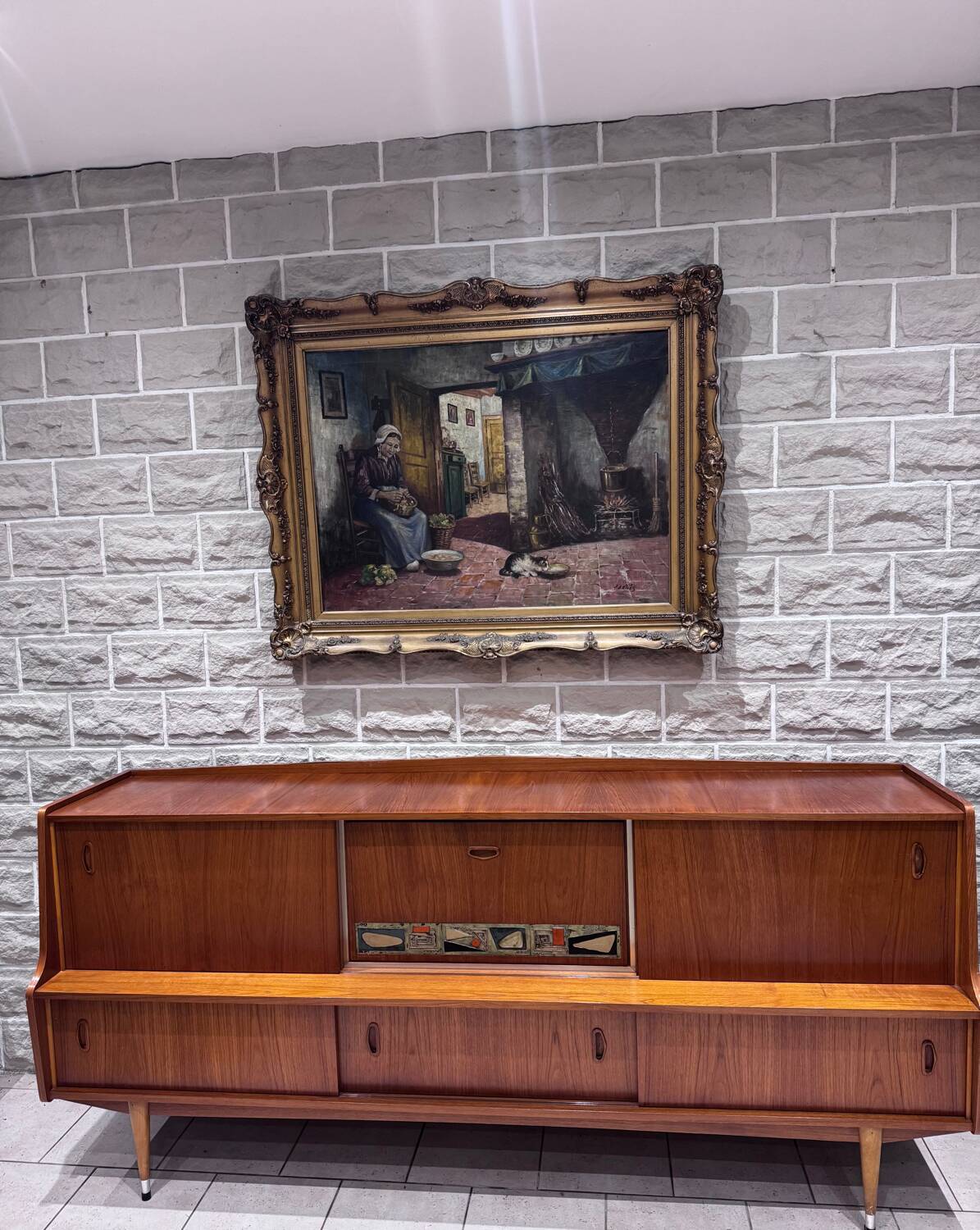 Grande enfilade scandinave en teck avec bar, années 60 | Selency