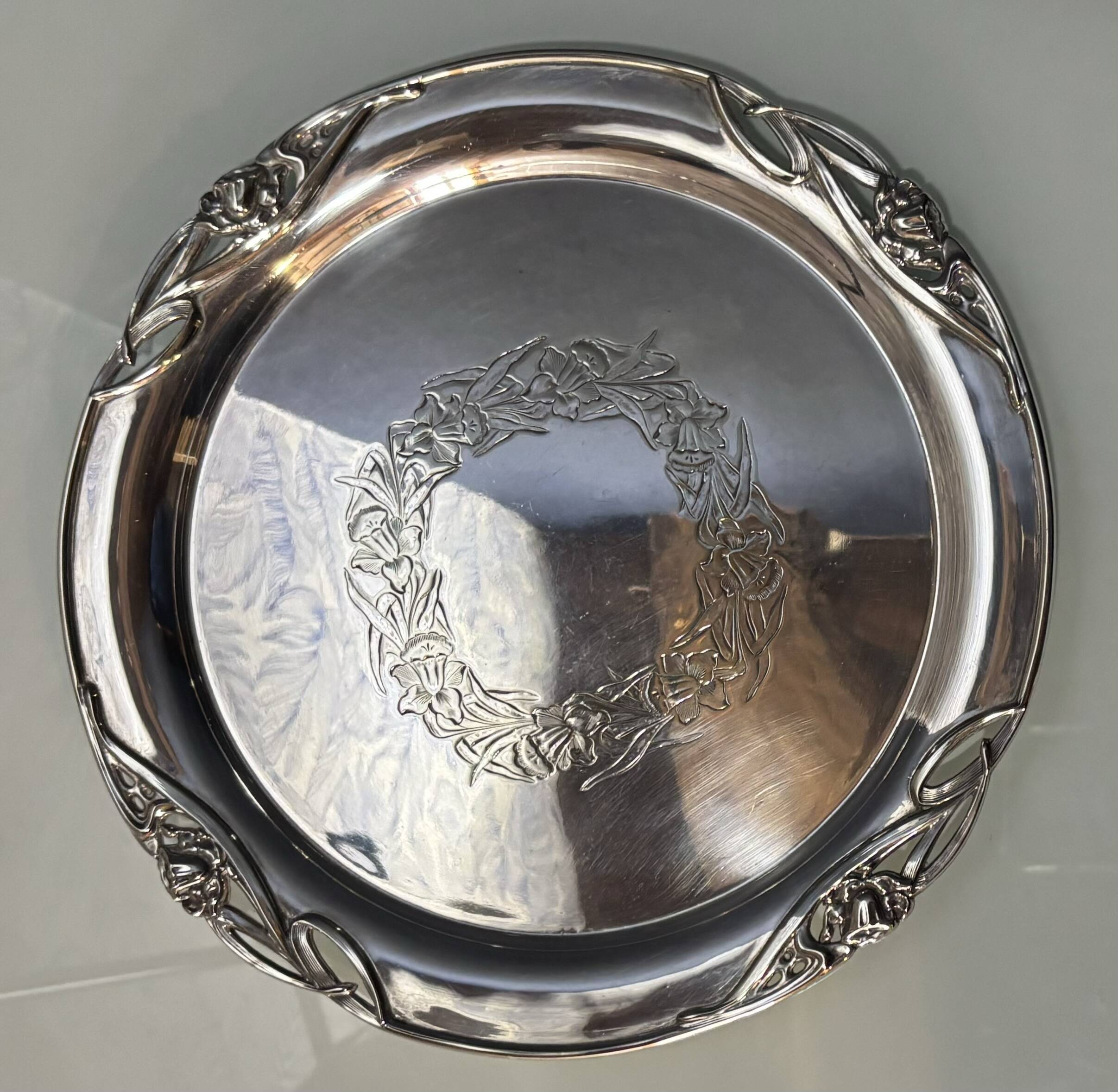 Silver-plated tray by William Hutton & Sons, late 19th century, English.
