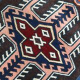 Pink & Blue Long Turkish Vintage Runner Rug, 80x398Cm