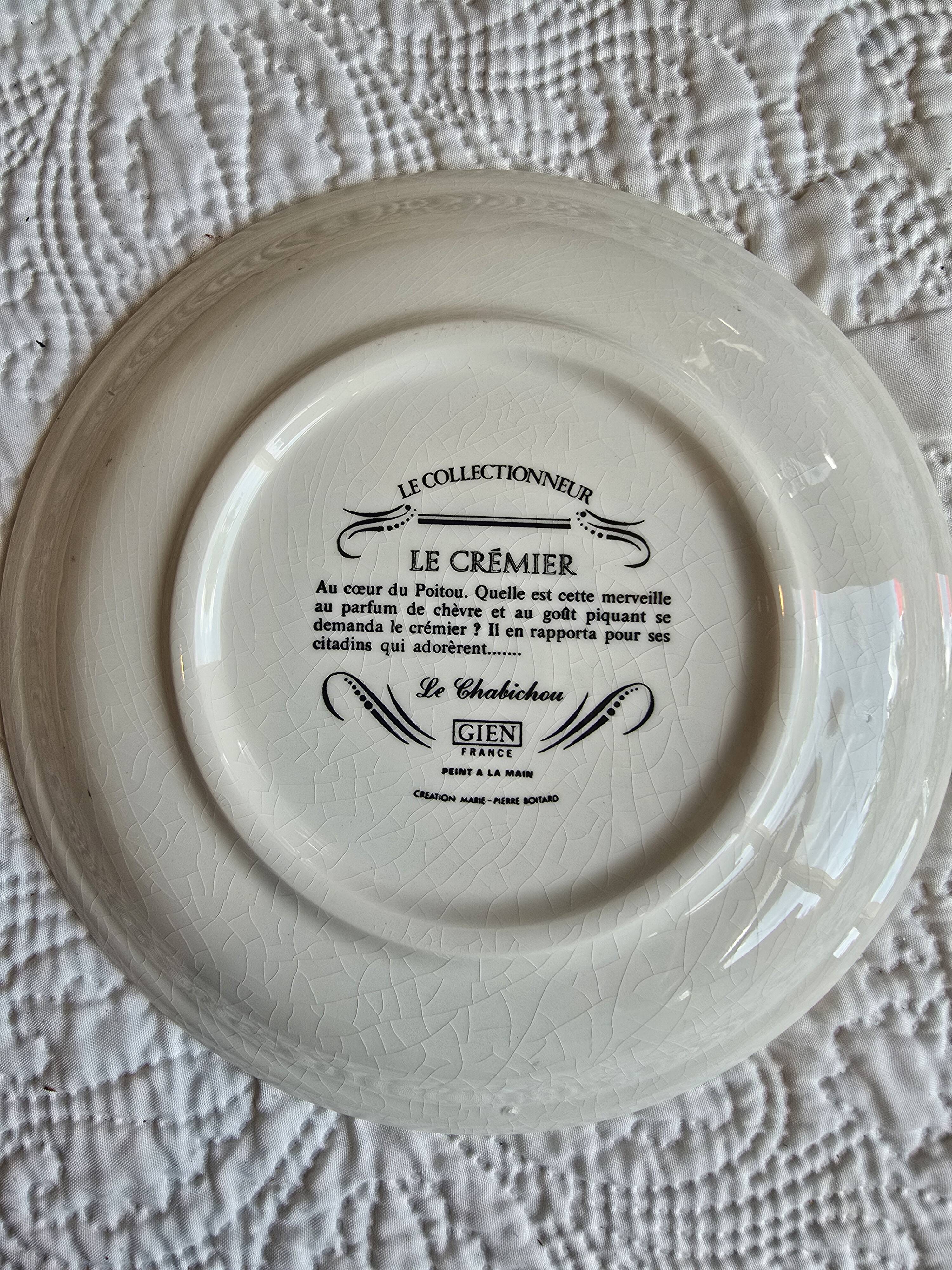 Set of 12 Gien plates "The Adventures of the Farmer" – Cheeses & farm