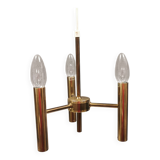 Lustre à 3 sources lumineuses, en métal et laiton. Années 1960-70