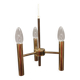 Chandelier with 3 light sources, made of metal and brass. 1960-70s