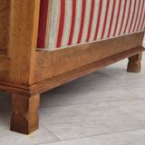 1960s, Danish 2 seater sofa, furniture wool, oak wood, orginal condition.