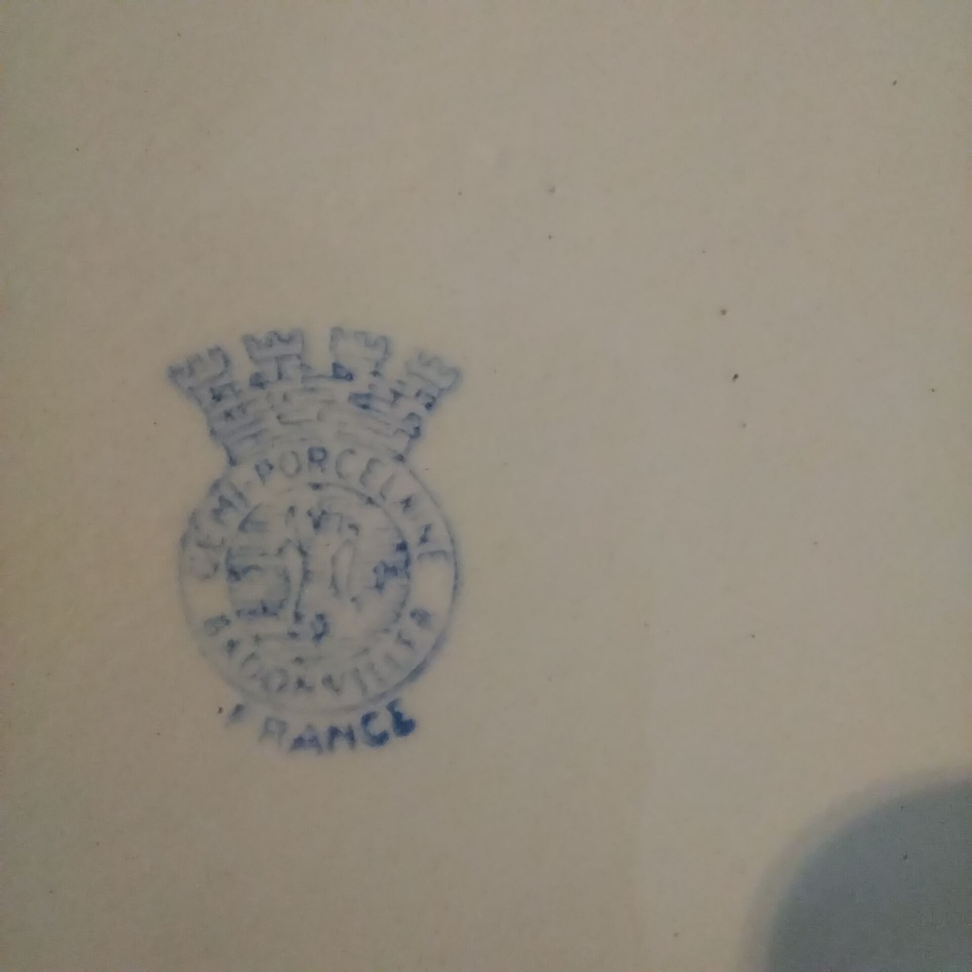 Old large half-porcelain dish Badonviller
