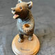 Carved wooden bear vase with black forest crystal soliflore Sallanches 19th century