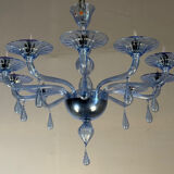 Venetian glass chandelier in blue Murano, circa 1980.