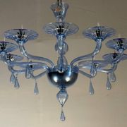 Lustre vénitien en verre de Murano bleu, vers 1980