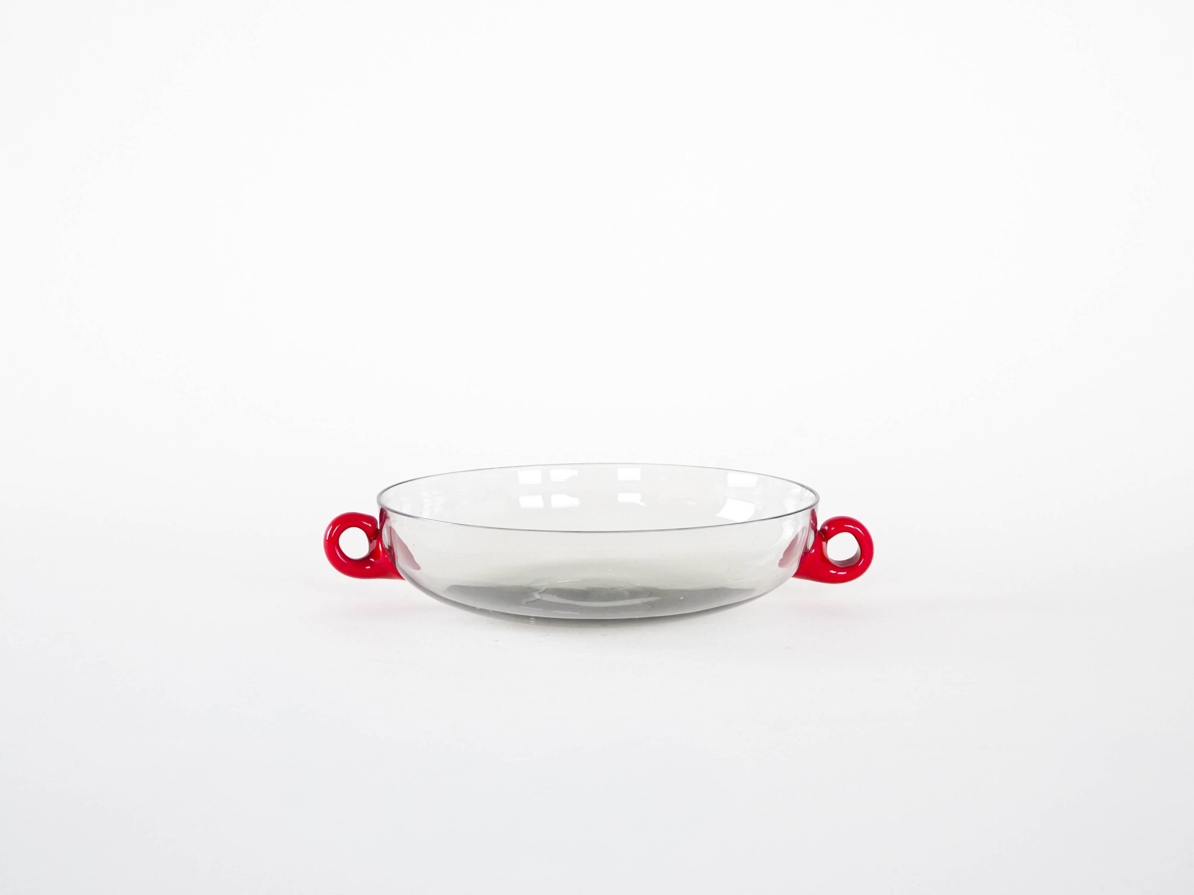 Glass bowl, Italian design, 1970s, made in Italy