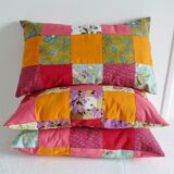 Lot of three rectangular cushions vintage patchwork