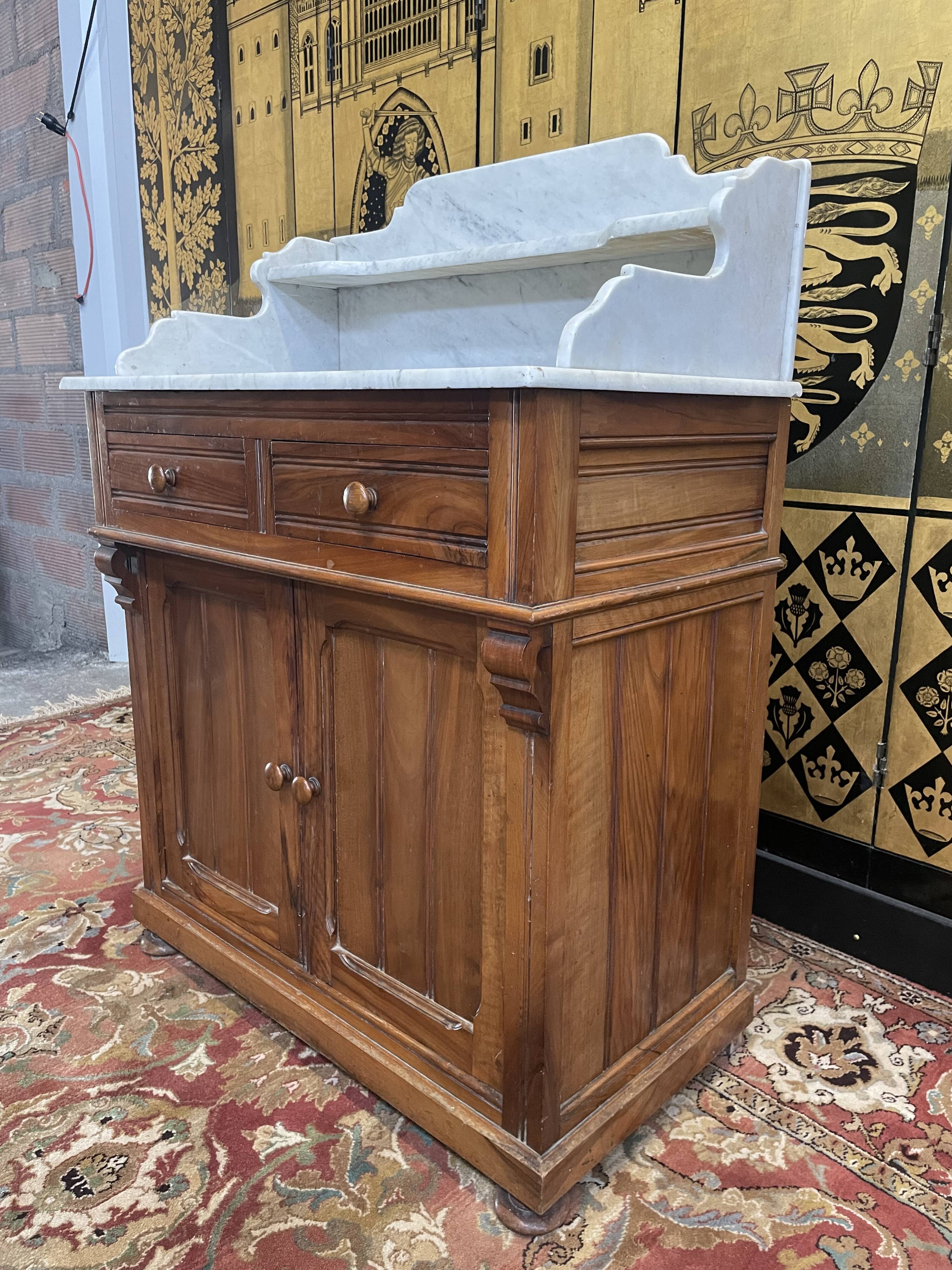 Bathroom furniture - Walnut and marble dressing table