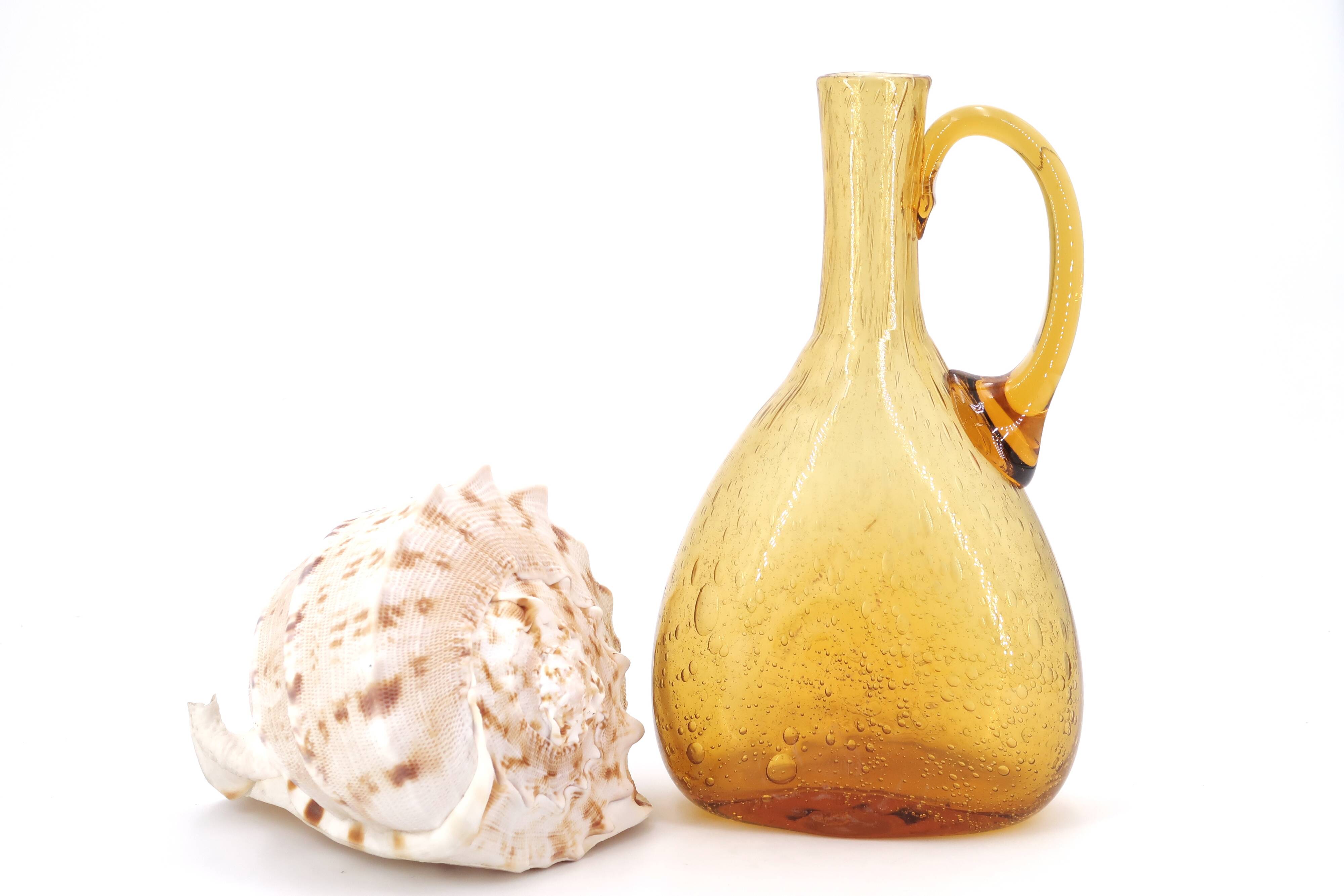 Biot amber bubbled glass carafe, 1970s