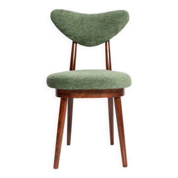Heart Mid-Century Chair in Green Velvet and Dark Wood