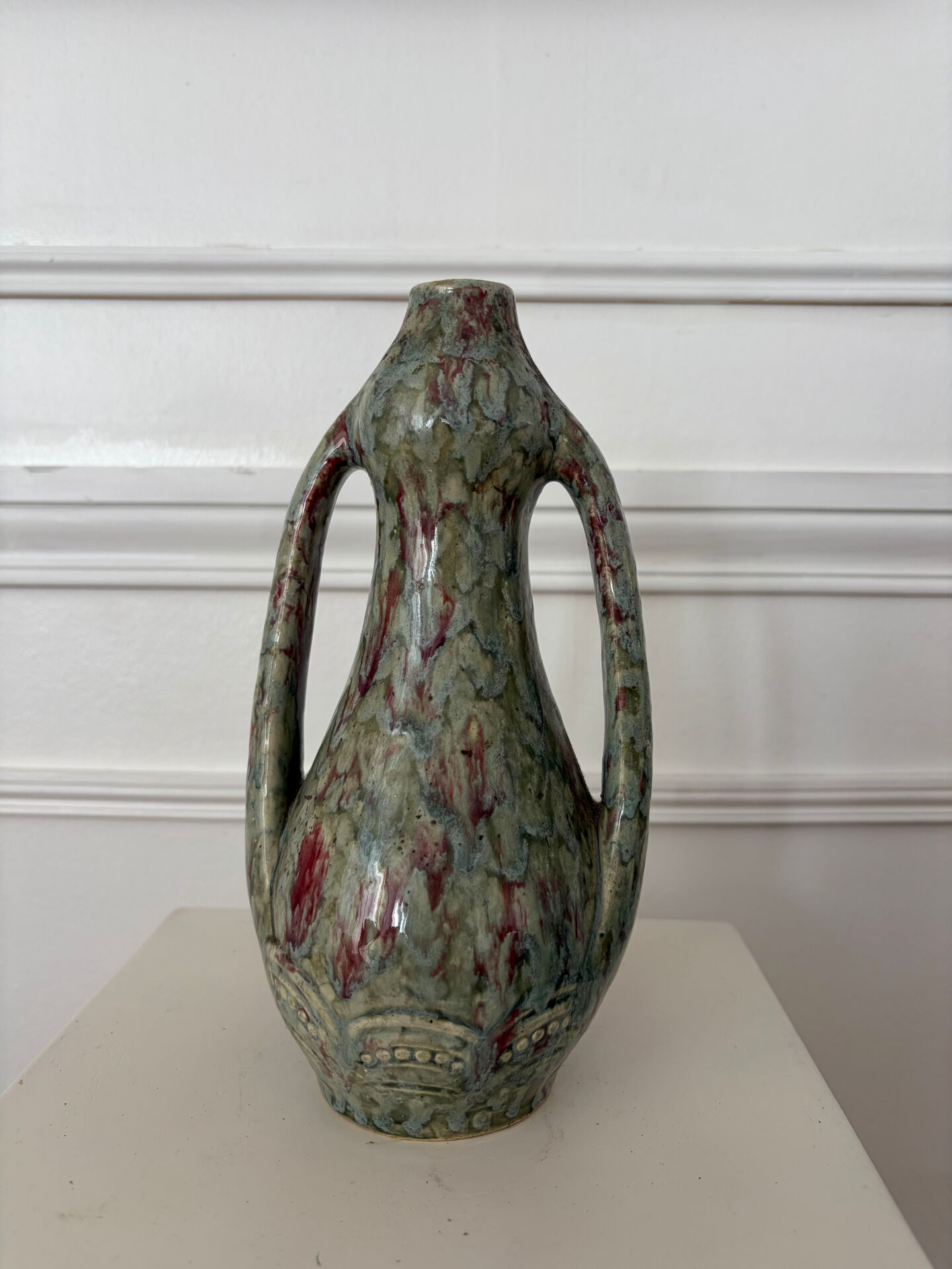 Art Nouveau ceramic vase with handles