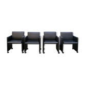 Quatre fauteuils en cuir modèle Giulietta by Afra et Tobia Scarpa pour Meritalia italia 1988