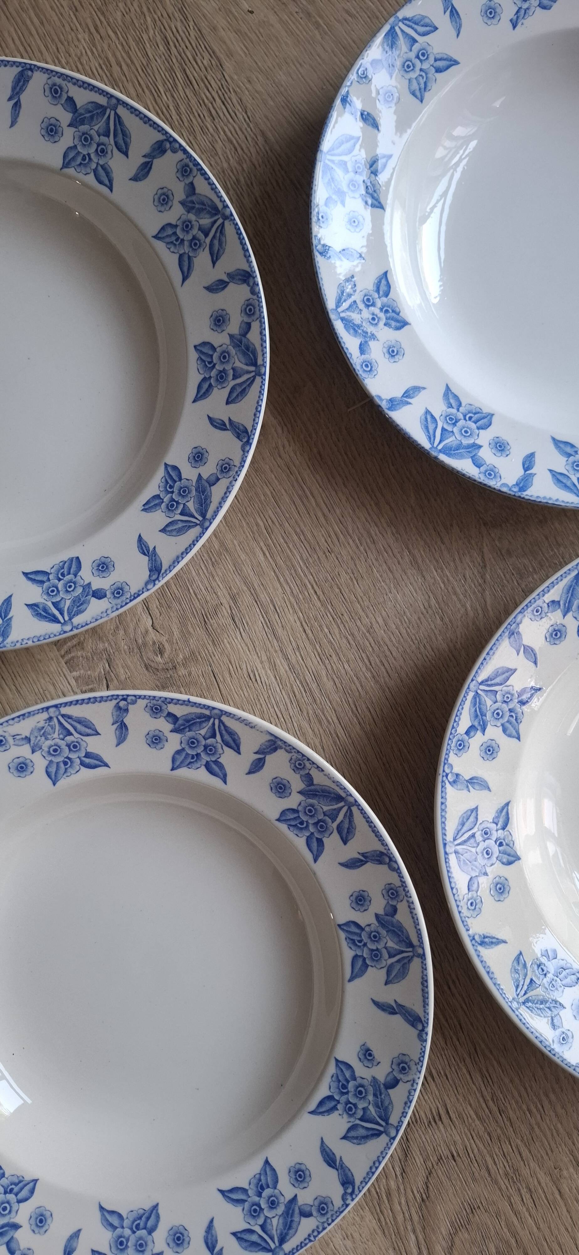 Set of 6 Dux blue soup plates Boch 1960