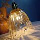 Hanging pendant light thick transparent draped and amber glass, vintage