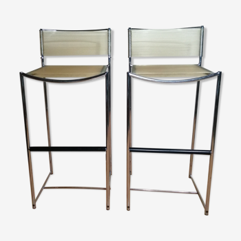 Pair of chrome spaghetti stools model 164 of Belotti for Alias of the 80s