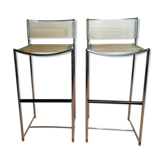 Pair of chrome spaghetti stools model 164 of Belotti for Alias of the 80s