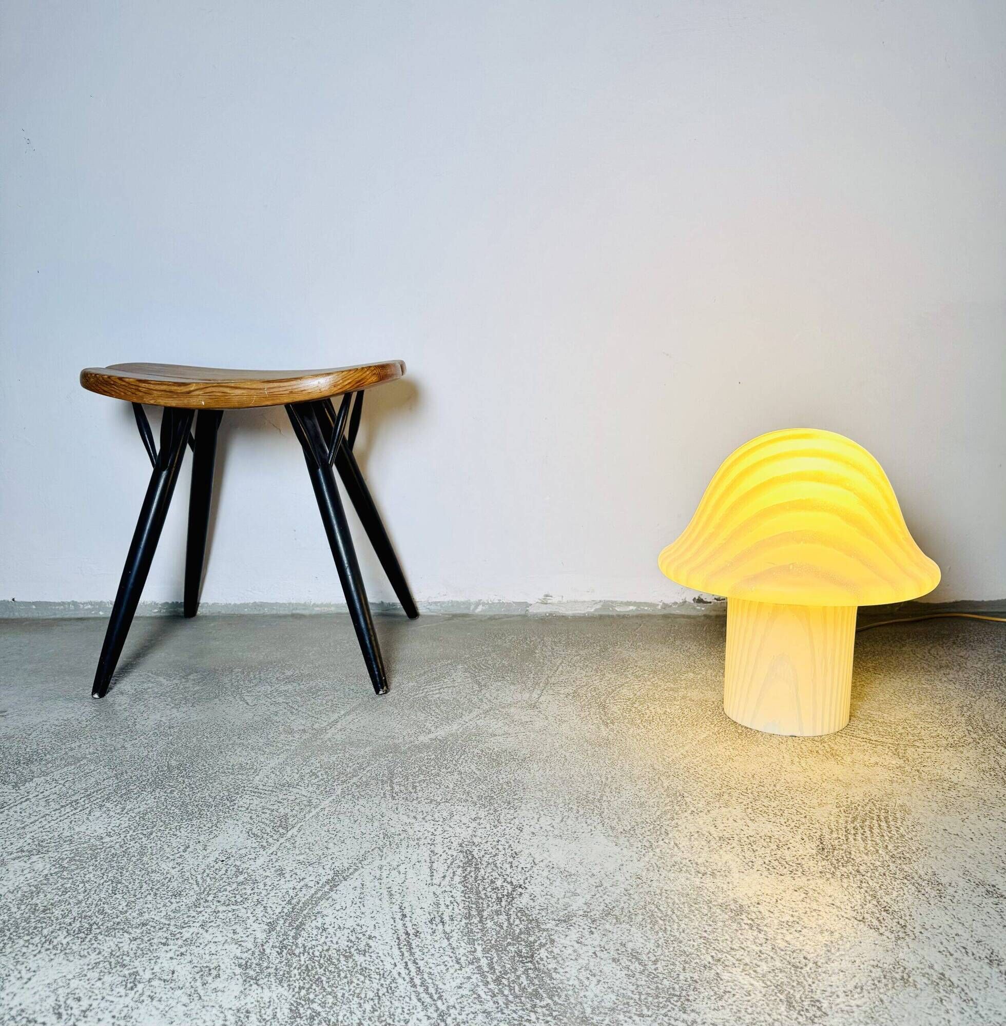 Large Model Glass Mushroom Table Lamp By Peill & Putzler, Germany 1960S