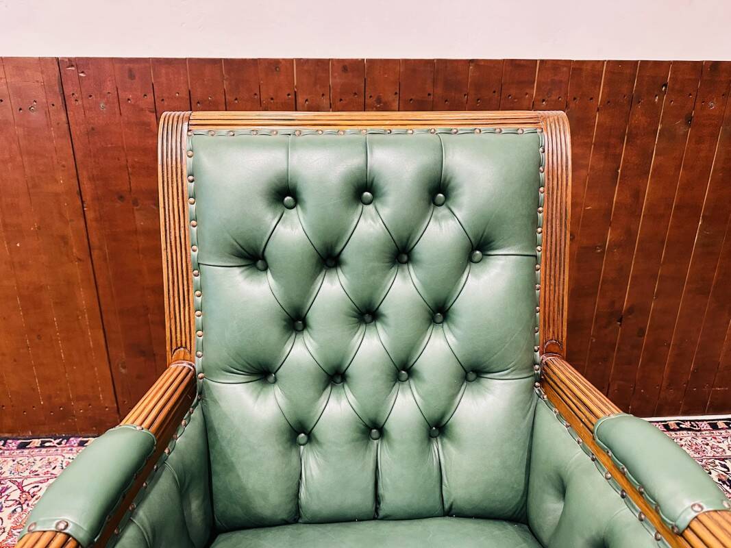 English Chesterfield Office Chair desk chair green