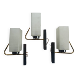 Three antique gold Arlus wall lights from the 50s