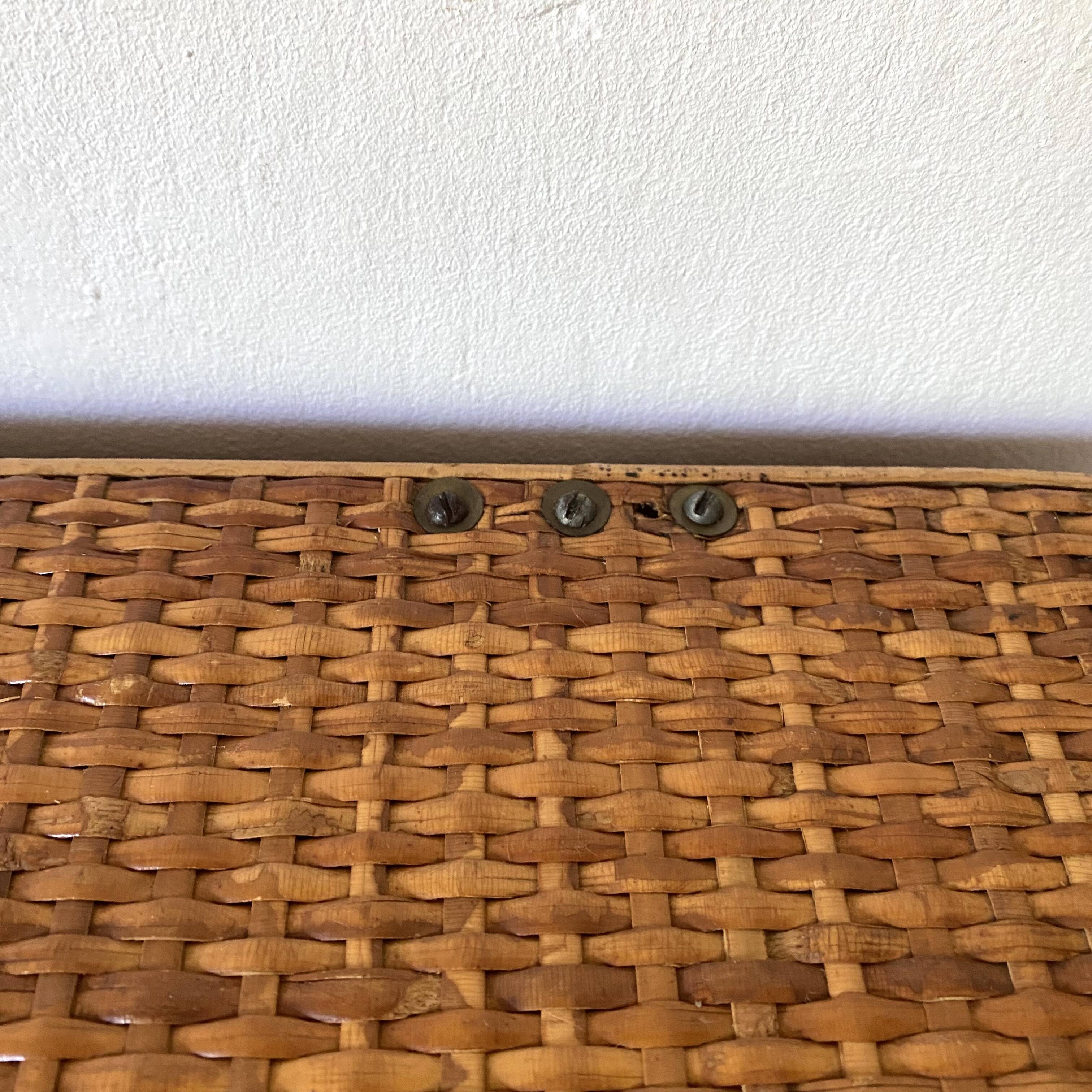 Vintage rattan cane bench chest