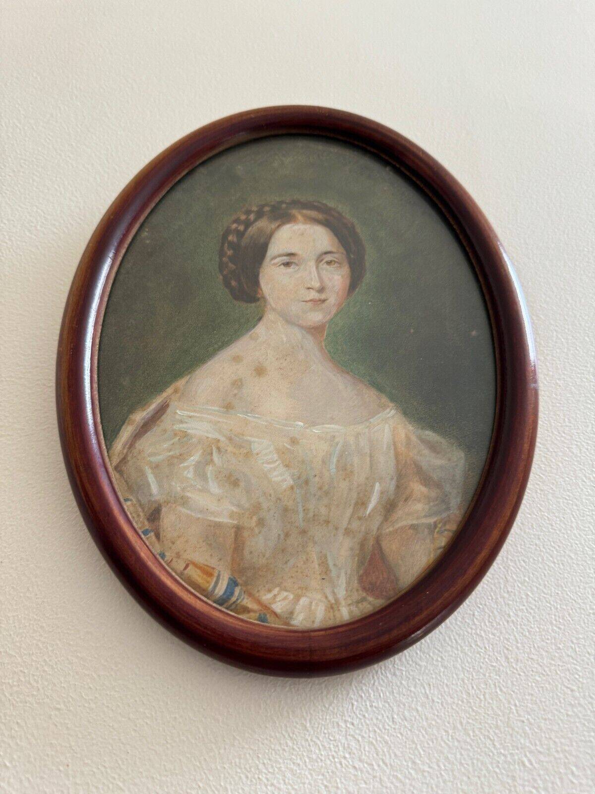 Watercolor on paper, early 20th century, portrait of a woman from the early 19th century