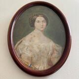 Watercolor on paper, early 20th century, portrait of a woman from the early 19th century