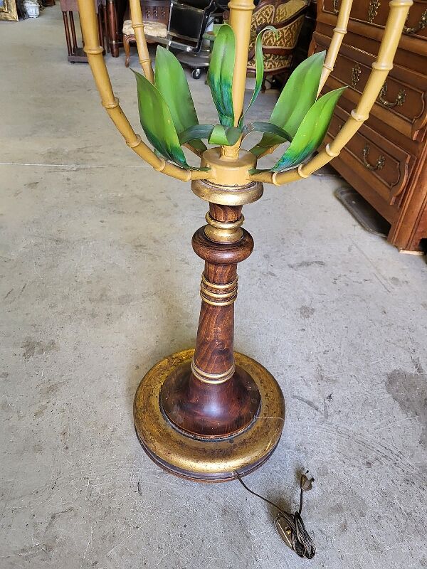 Metal and bamboo floor lamp of the 1960