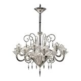 Refined Imperial “Rigadin” Chandelier in Transparent & Gold Murano Glass