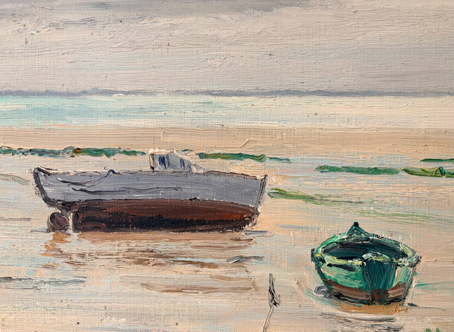 Marine painting by JP. Guinegault - Oil on canvas & gilded frame 60 x 70cm