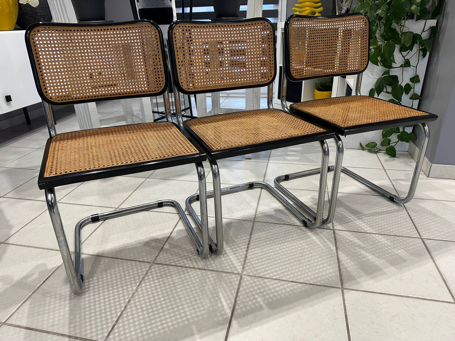 Set of 3 Cesca B32 chairs by Marcel Breuer, 1984.