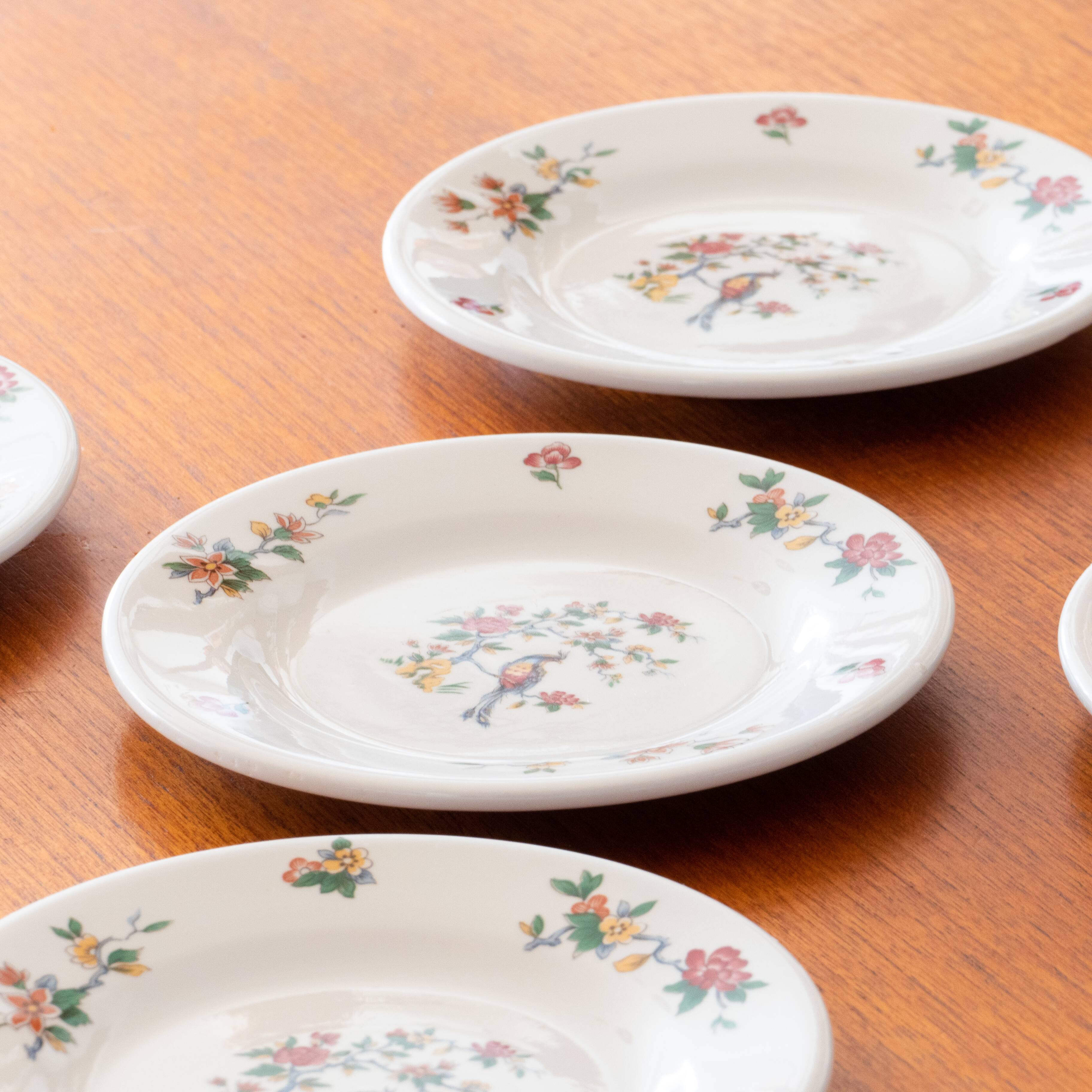 5 Sarreguemines porcelain plates bird decoration