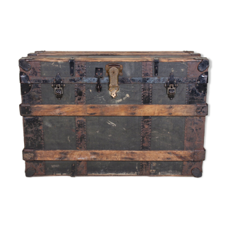 Wood and metal chest from the beginning of the twentieth