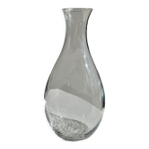 Oval glass vase and tight neck H:23,5cm