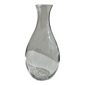 Oval glass vase and tight neck H:23,5cm