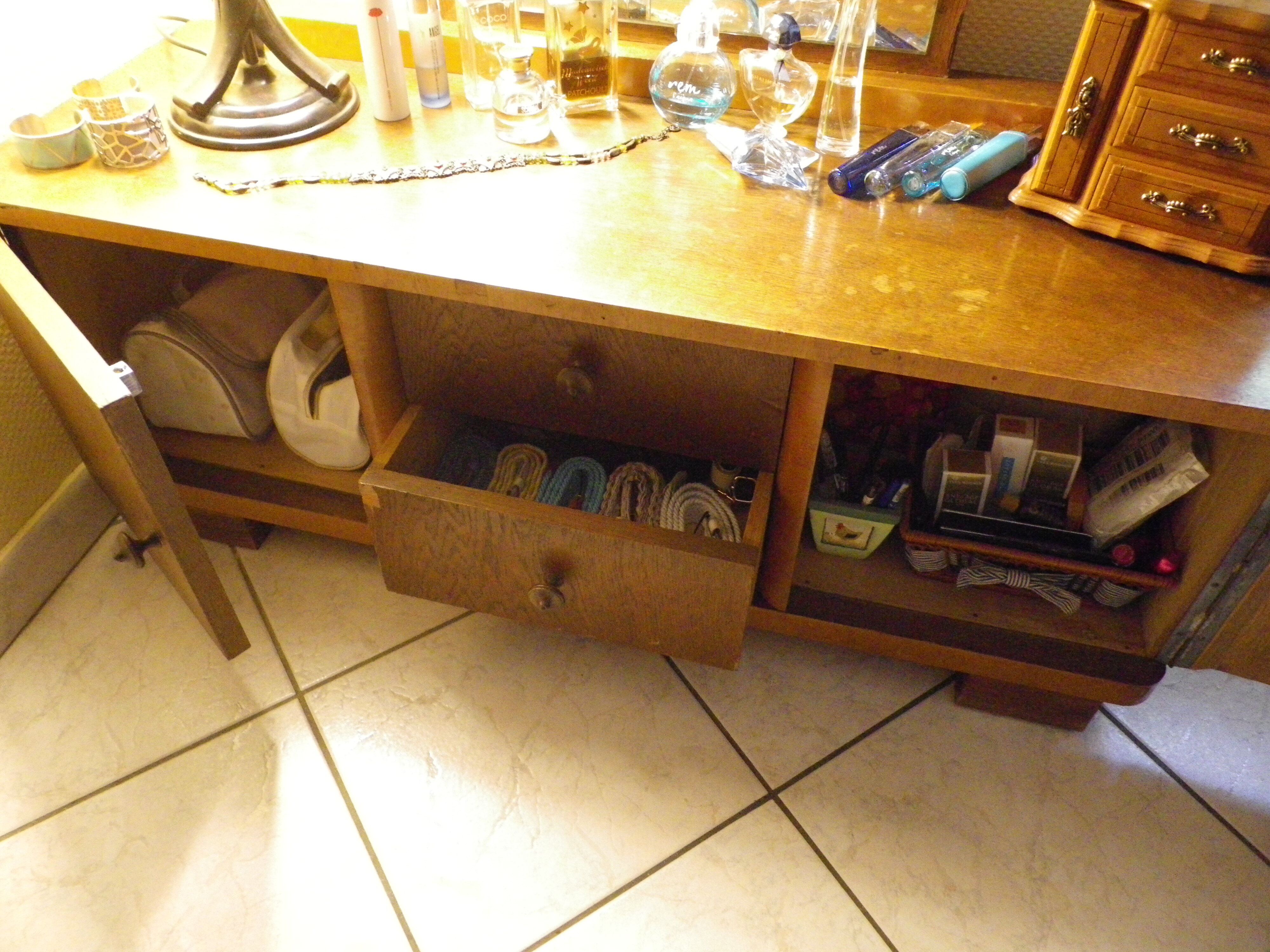 Art deco boat dressing table with large mirror 1940s