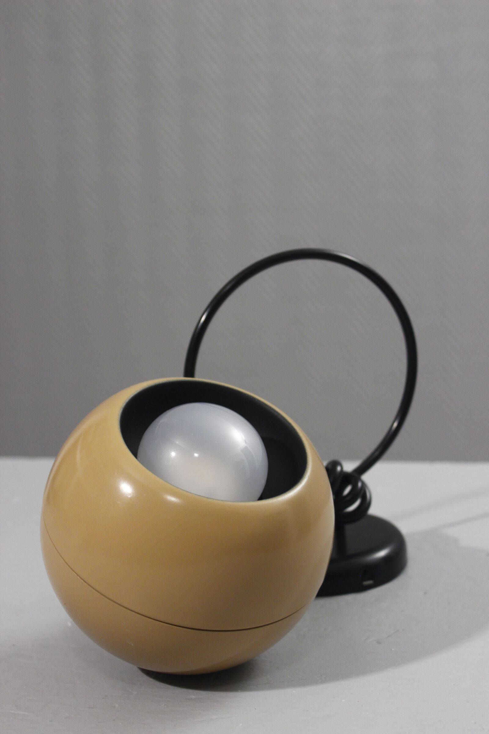 Vintage wall lamp design Eyeball metal beige & black 1970s