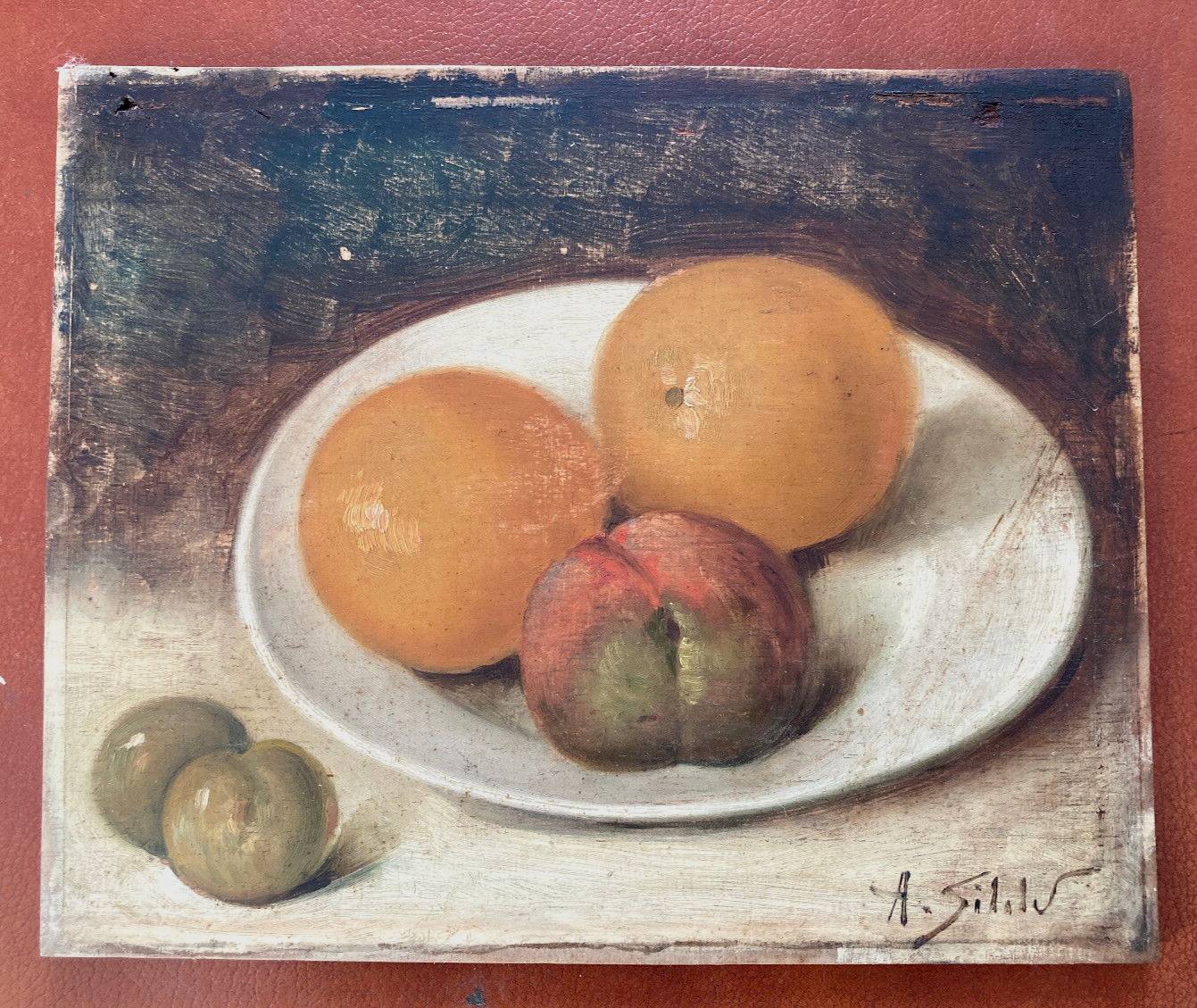 Old painting: fruit plate