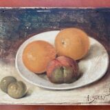 Old painting: fruit plate