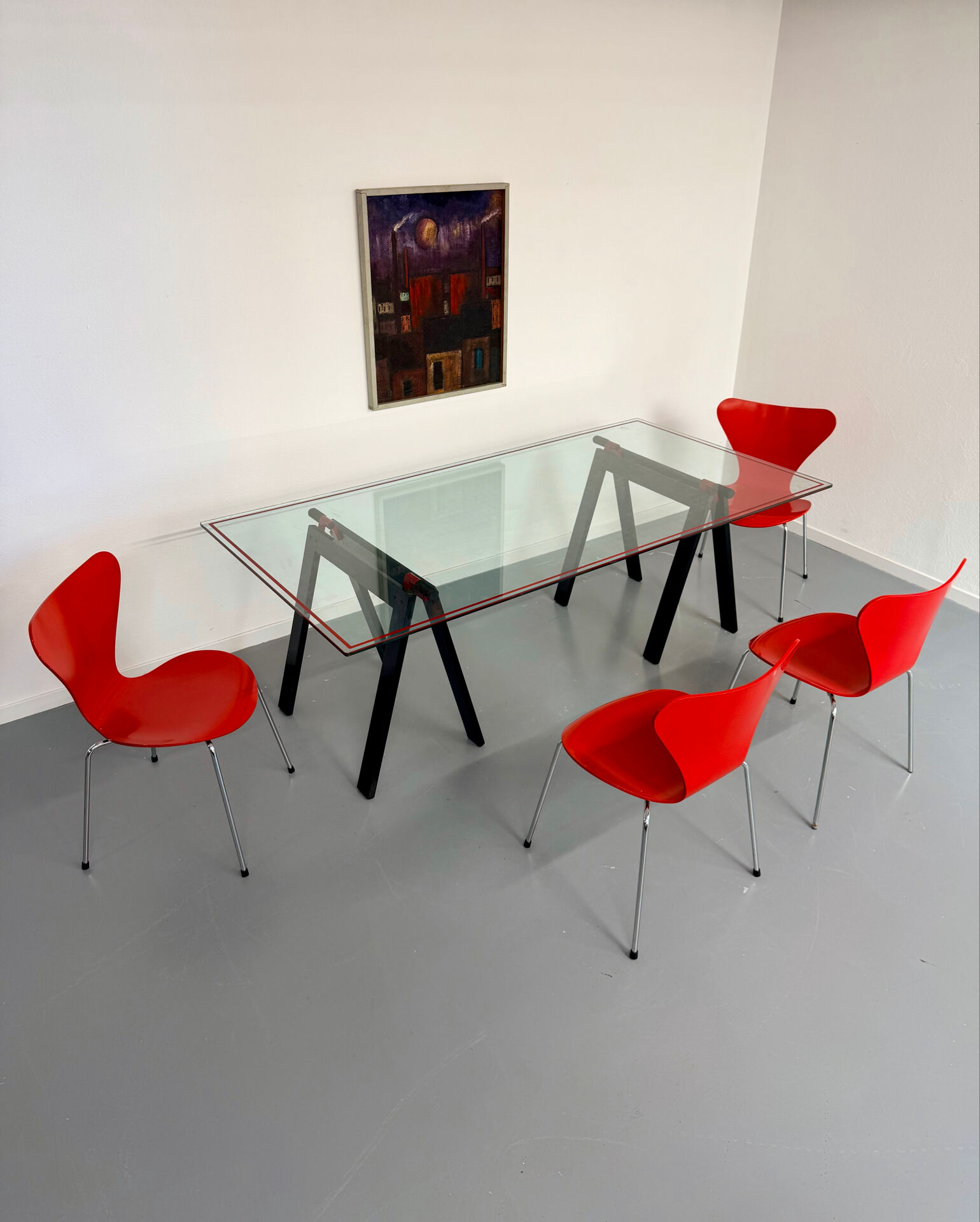 Table / Glass desk "Gaetano" design Gae Aulenti Zanotta 1970s
