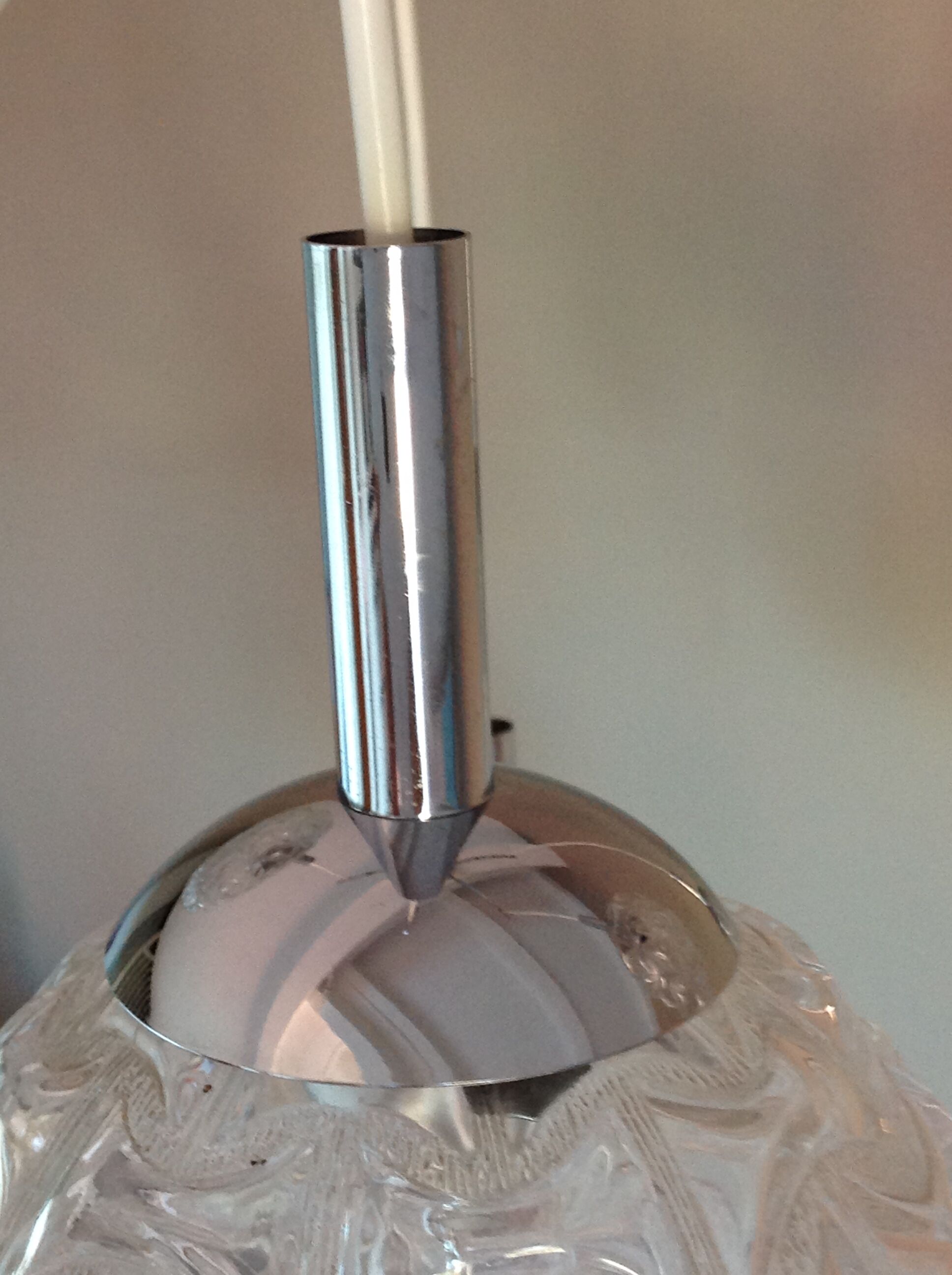 Suspension cascade with five globes and chrome metal / vintag years 60-70