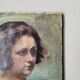 Oil on canvas portrait, vintage, bohemian countryside decoration.