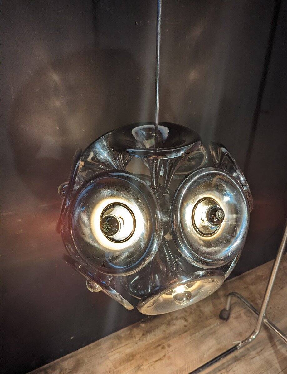 Lustre space age 70 modèle spoutnik chromé
