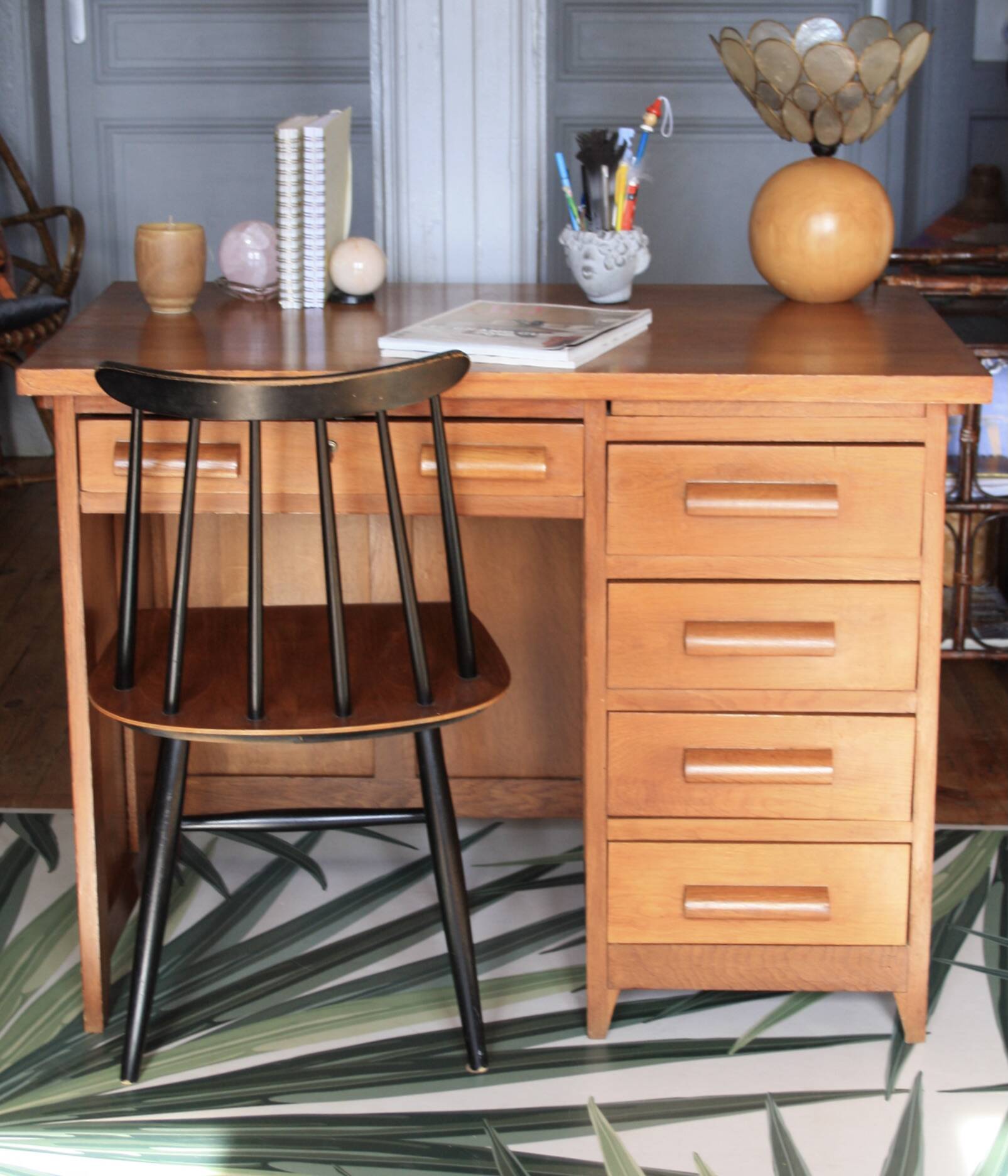 Solid wood school teacher desk