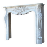 Louis XV Style Fireplace in Carrara Marble Circa 1980
