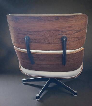 Charles and Ray Eames & Mobilier International - White leather lounge chair and rosewood