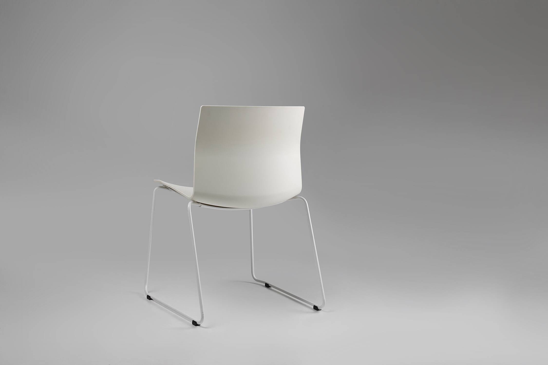 Mid-century white design chair with metal frame and plastic seat, Belgium