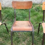 Set of 6 70s school chairs in different patinas and models